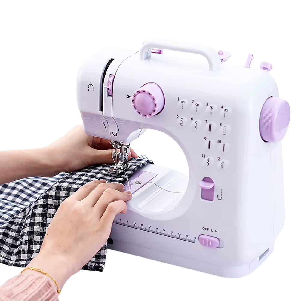 Mini Portable Sewing Machine – 12 Stitches Electric Household Crafting & Mending Presser Foot & Pedal for Beginners