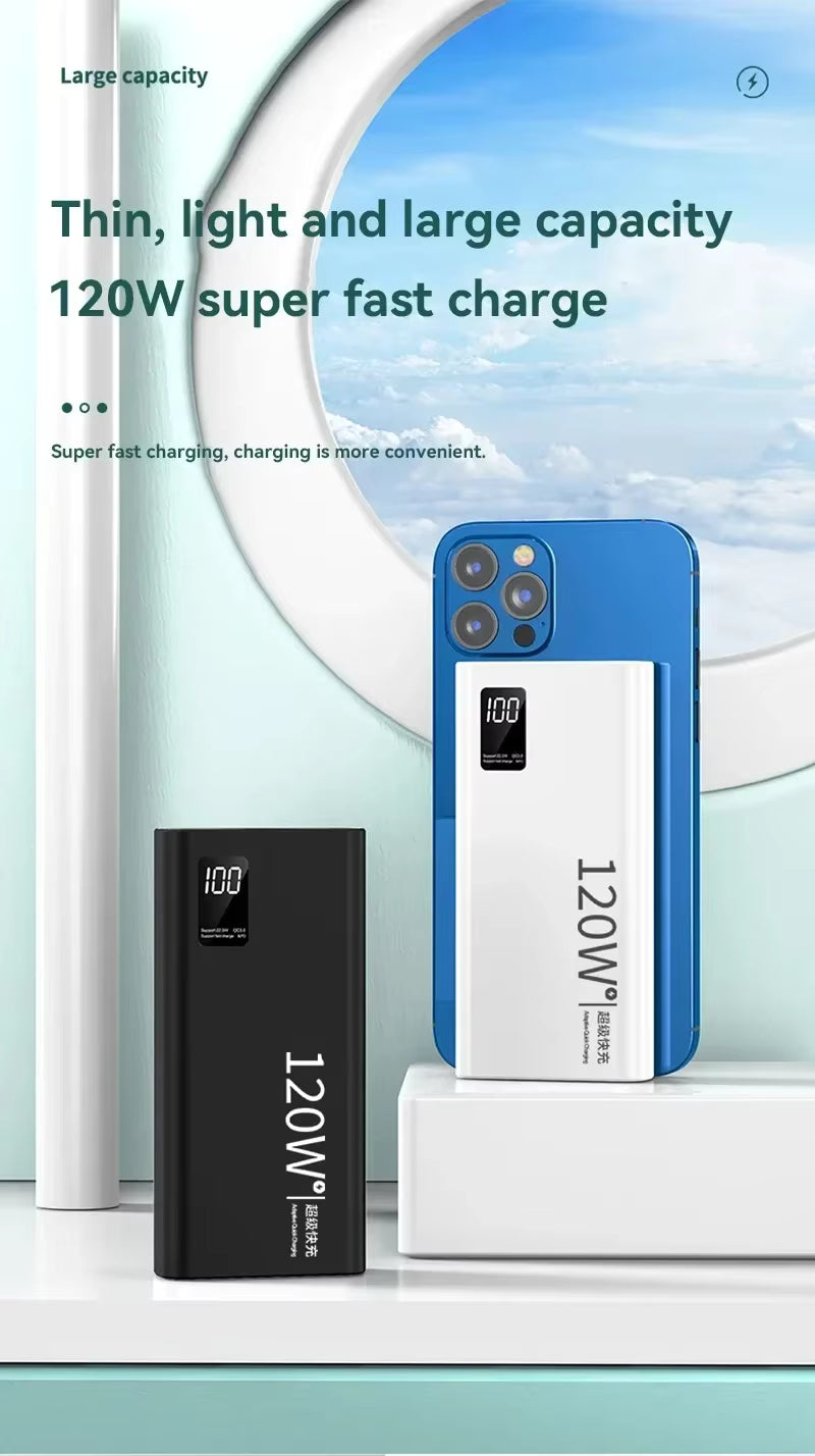 50000mAh High-Capacity 120W Fast Charging Emergency Power Bank