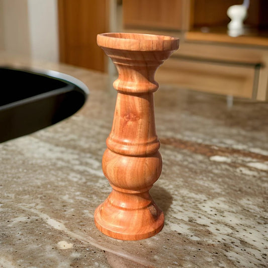 Wooden Candle Stands Set – Solid Acacia or Mahogany Wood – Set of 3 Sizes