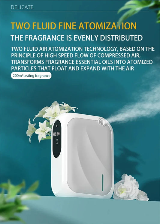 Coverage 200m³ Aroma Diffuser – Wall-Mounted Essential Oil Scent Machine with Bluetooth APP Control for Home & Hotel Fragrance