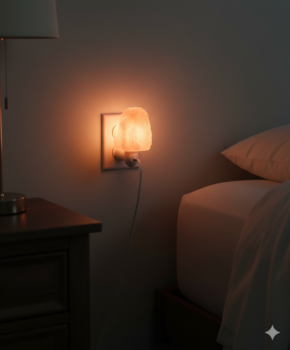 Salt Night Lamp (Natural) (US Socket) | Pink Himalayan Plug-in Rock Salt Lamp for Night Use