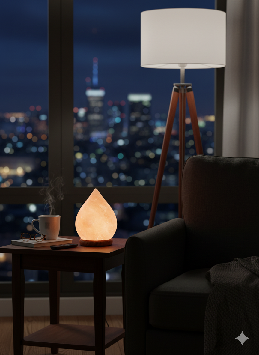 Salt Lamp Teardrop Collection (EU & UK Cords) | Natural Himalayan Salt Lamp with Wooden Base – ON/OFF & Dimmer Options