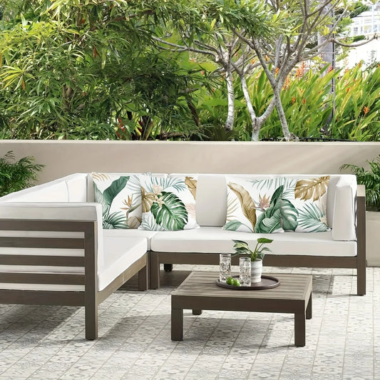 Purilite Select – Golden Green Palm Leaf Pillowcase | Ultra-Soft Polyester Peachskin Cushion Cover for Sofa, Bed & Car (No Pillow Core)