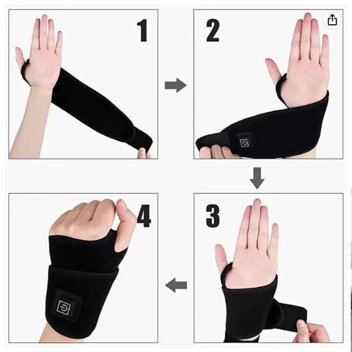 Purilite Select – Electrically Heated Wrist Brace | Adjustable & Breathable Black Strap for Sports & Joint Protection