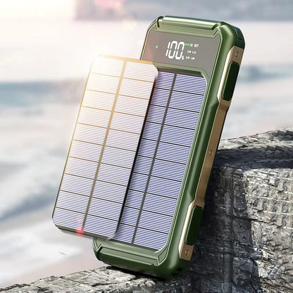 200000mAh Large Capacity Solar Power Bank – 4-in-1 Built-in Cable, Digital Display