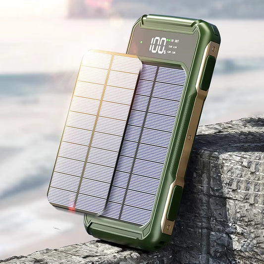 200000mAh Large Capacity Solar Power Bank – 4-in-1 Built-in Cable, Digital Display