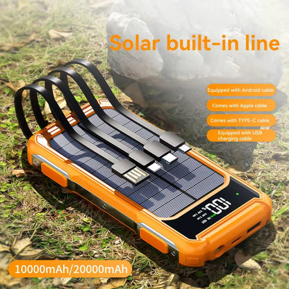 200000mAh Large Capacity Solar Power Bank – 4-in-1 Built-in Cable, Digital Display