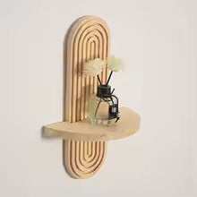1Pc Wooden Wall Mounted Shelf – Boho Style Rack