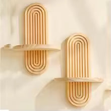 1Pc Wooden Wall Mounted Shelf – Boho Style Rack