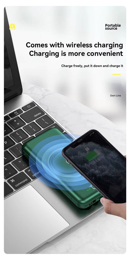 100000mAh Wireless Power Bank – 6-in-1 Fast Charging External Battery with Built-in Cables & Digital Display