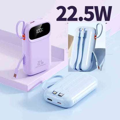 30000mAh Power Bank – Built-In Retractable USB-C Cable