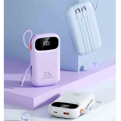 30000mAh Power Bank – Built-In Retractable USB-C Cable