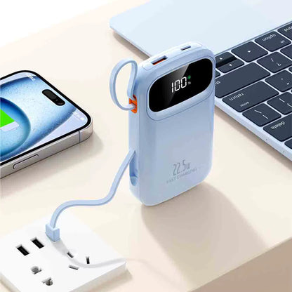 30000mAh Power Bank – Built-In Retractable USB-C Cable