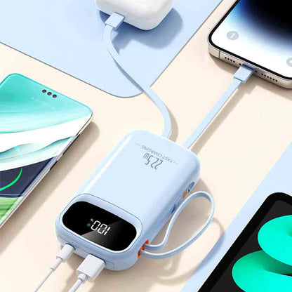 30000mAh Power Bank – Built-In Retractable USB-C Cable