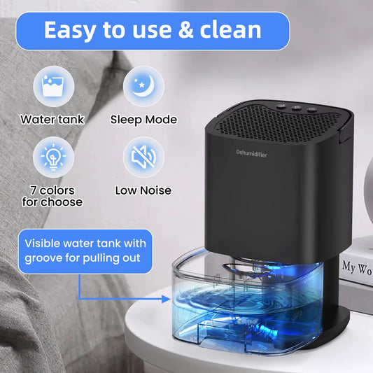 Portable Air Dehumidifier with LED Display & Washable Filter