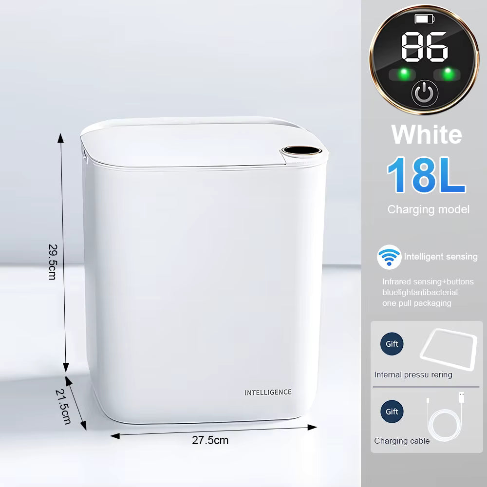 Smart Sensor Trash Can with Digital Display – 20L Auto-Lid Waste Bin with Type-C Charging