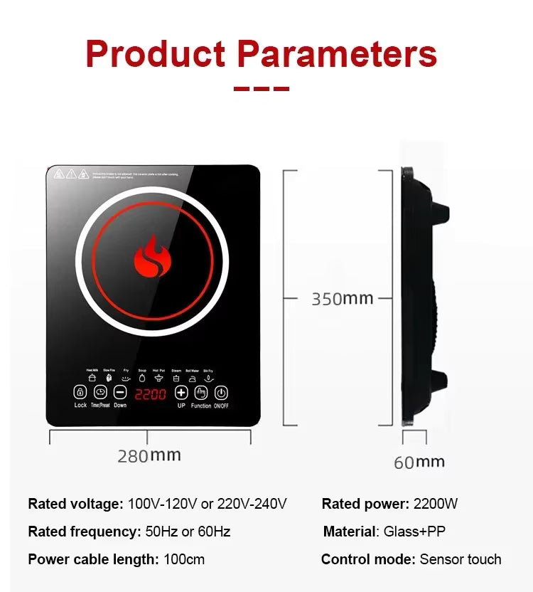 2200W Electric Touch Induction Cooker
