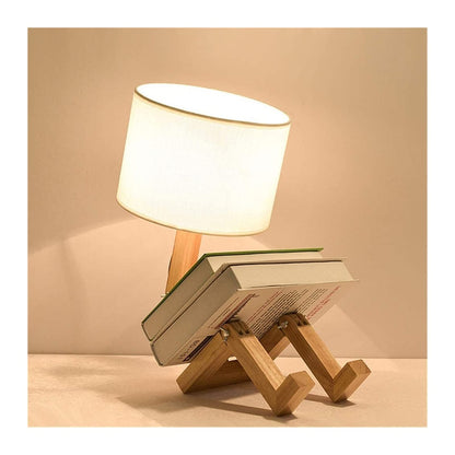 Handcrafted Cool-Shaped Wooden Table Lamp