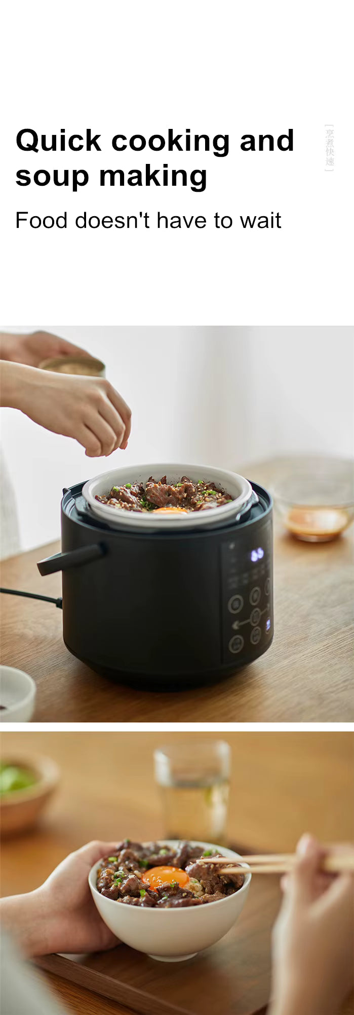 750W 2L Electric Rice Cooker Ceramic Glaze Pot 24H Pressure Cooker