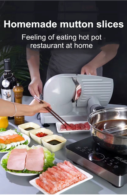 220V Electric Food Slicer – Meat, Bread, Lamb & Beef Desktop Slicer, Adjustable 0-22mm