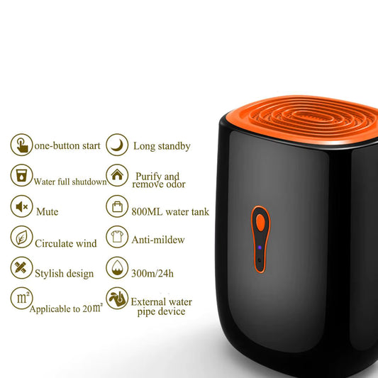 Dehumidifier 800ML 25W Low Noise Portable Dryer Anti-Mildew Purification Portable Cleaning Device Air Dryer Moisture