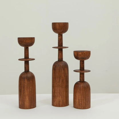 Solid Persian Lilac Wood Candle Holders – Set of 3 Sizes