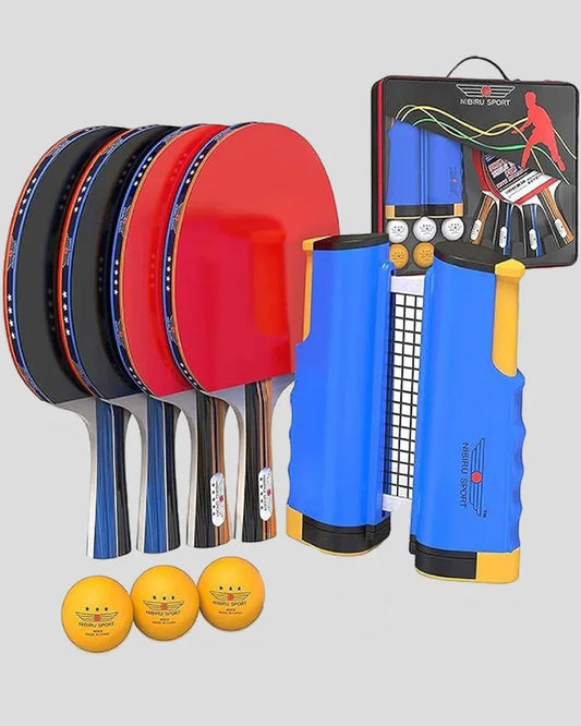 Professional 4-Player Ping Pong Paddles Set