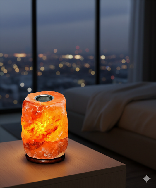 Salt Lamp (Aroma) Collection (EU & UK Cords) with Wooden Base – ON/OFF & Dimmer Options