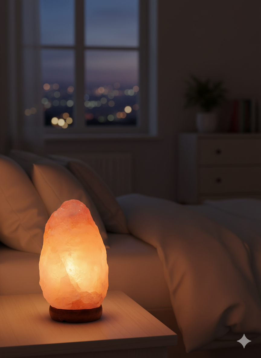 Salt Lamp Natural (2–3 kg) Collection (EU & UK Cords) | Authentic Himalayan Salt Lamp with Wooden Base – ON/OFF & Dimmer Options