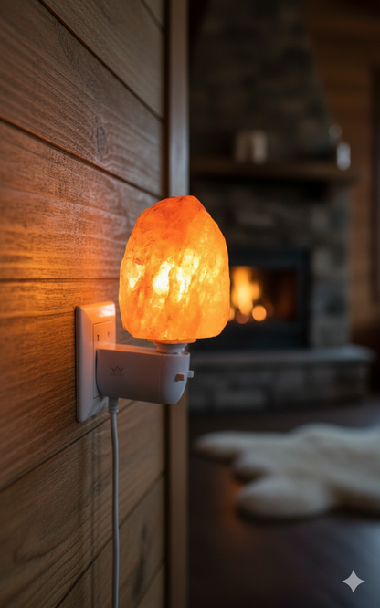 Salt Night Lamp (Natural) (UK Socket) | Pink Himalayan Plug-in Rock Salt Lamp for Night Use