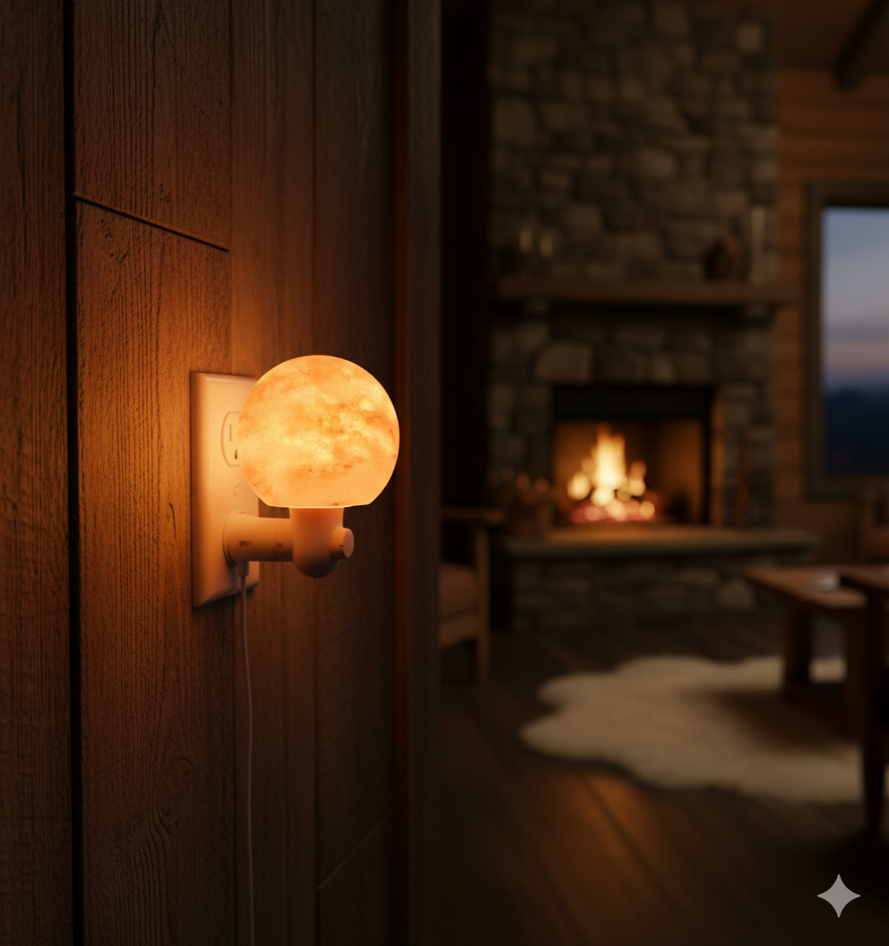 Salt Night Lamp (Ball) (US Socket) | Pink Himalayan Ball-Shaped Night Lamp with US Plug