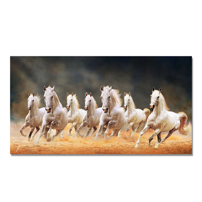 Purilite Select – Galloping Grace 7 White Horses Modern Canvas Wall Art