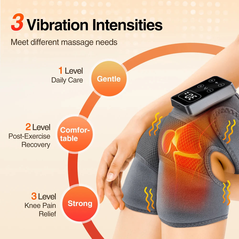 Purilite Select – Electric Knee Massager | 3 Vibrations, 5 Heat Levels for Knee, Shoulder & Elbow Pain Relief