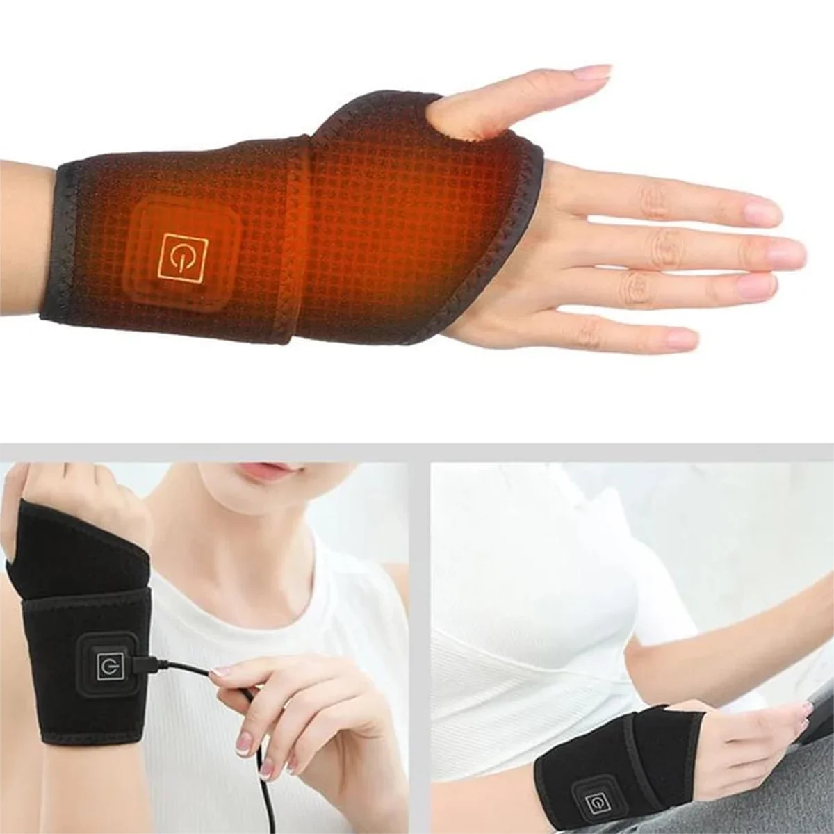 Purilite Select – Electrically Heated Wrist Brace | Adjustable & Breathable Black Strap for Sports & Joint Protection