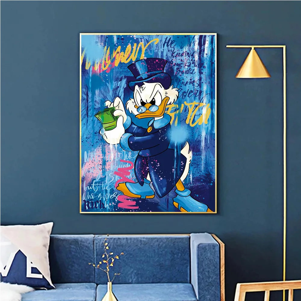 Purilite Select – Donald Duck Graffiti Wall Art | Canvas Poster for Kids Room, Living Room & Home Decor