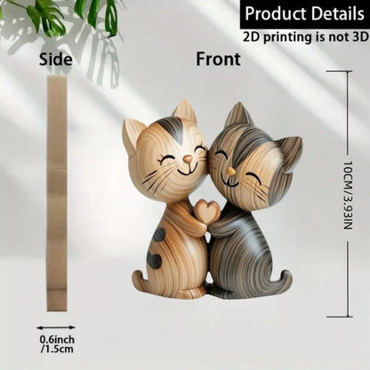 Purilite Select – Wooden Hugging Kitten Couple Sculpture