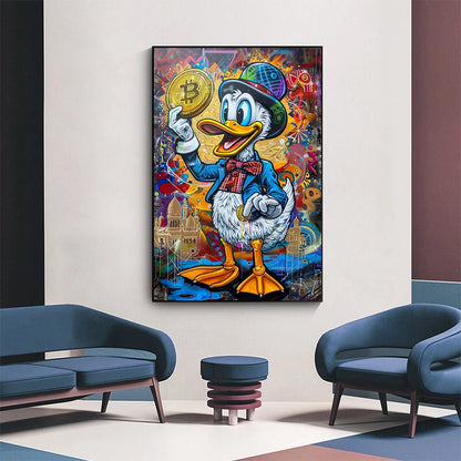 Purilite Select – Donald Duck Graffiti Wall Art | Canvas Poster for Kids Room, Living Room & Home Decor