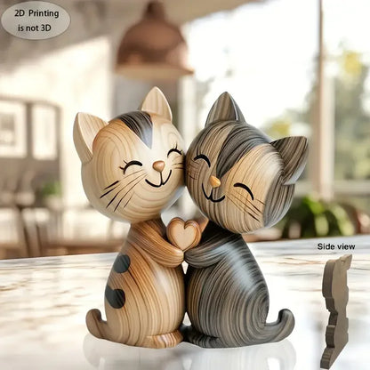 Purilite Select – Wooden Hugging Kitten Couple Sculpture