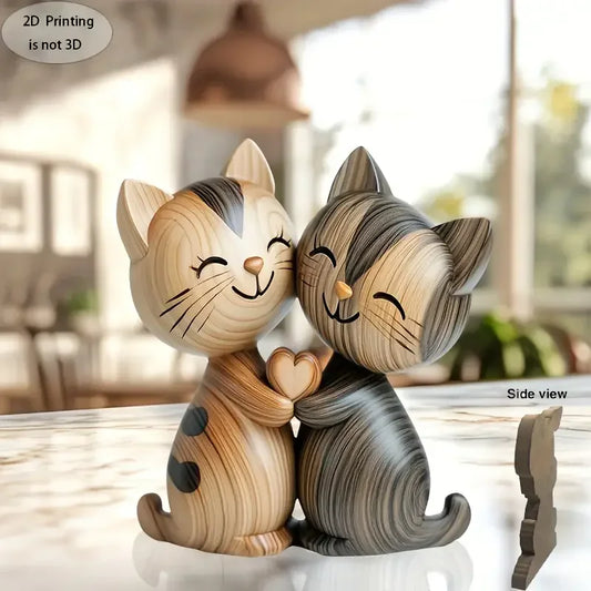 Purilite Select – Wooden Hugging Kitten Couple Sculpture