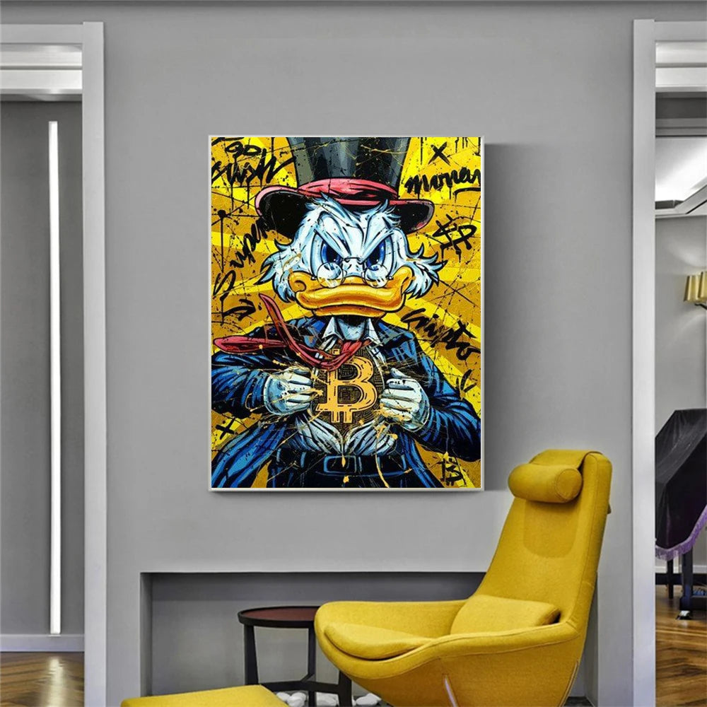 Purilite Select – Donald Duck Graffiti Wall Art | Canvas Poster for Kids Room, Living Room & Home Decor