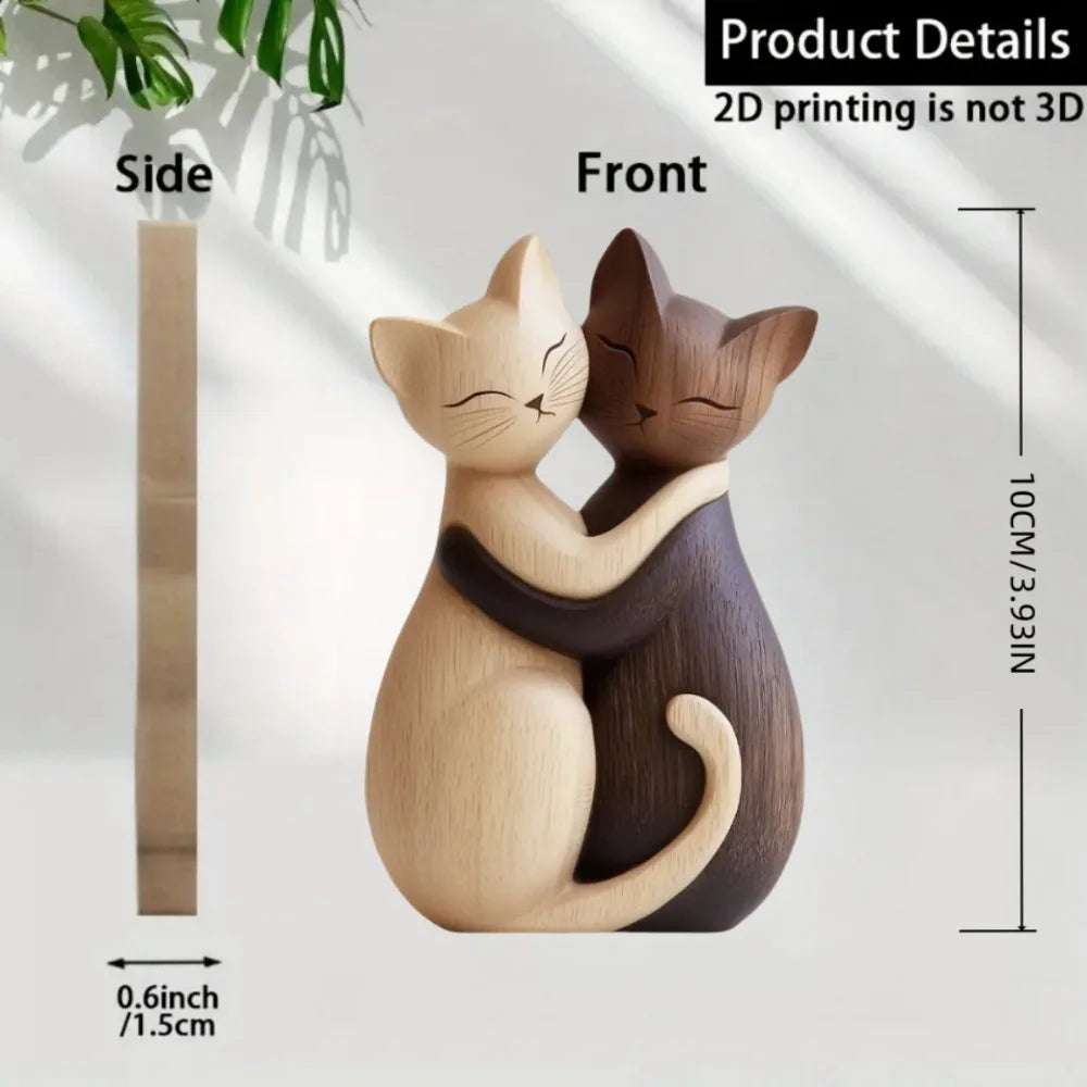 Purilite Select – Wooden Hugging Kitten Couple Sculpture