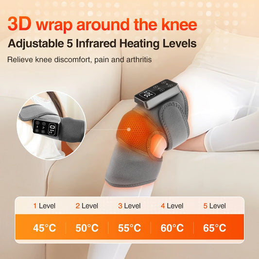 Purilite Select – Smart Knee Heating Pad | Thermal Massager 5 Heat Levels + 3 Vibration Modes with USB Rechargeable Battery
