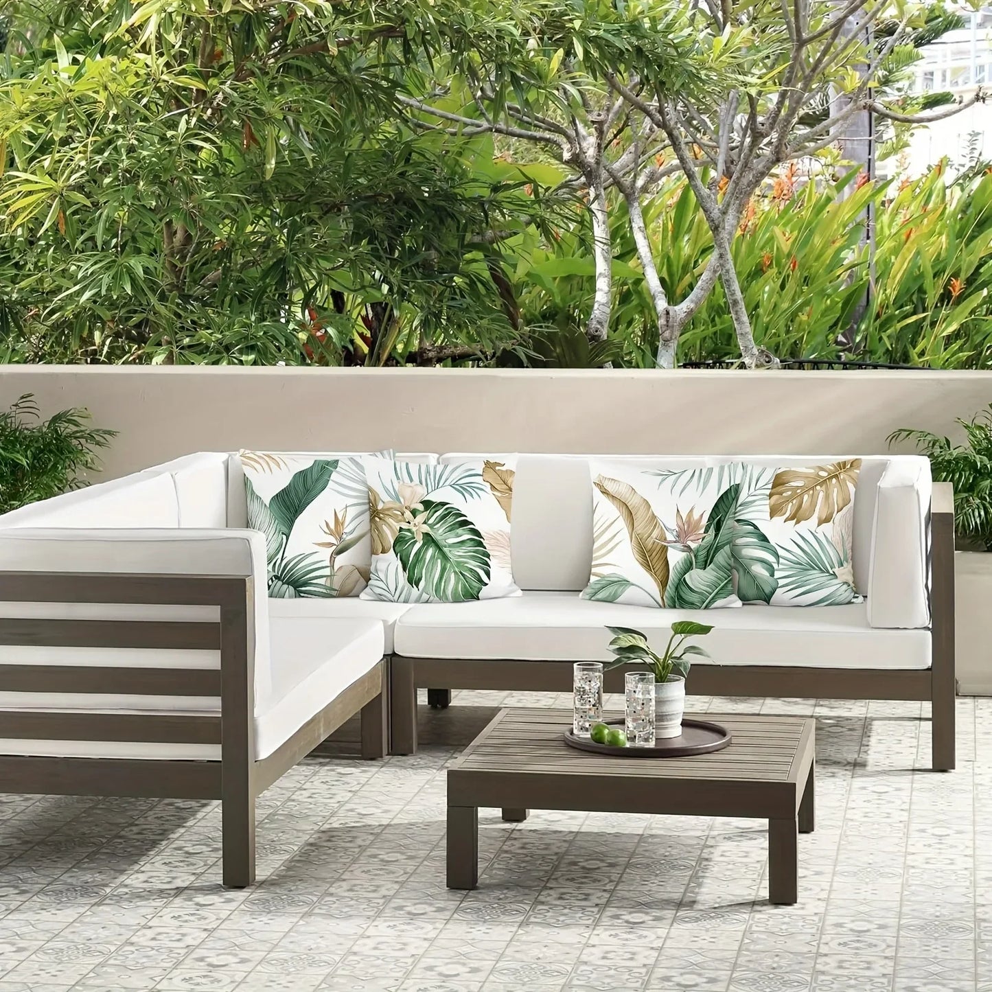 Purilite Select – Golden Green Palm Leaf Pillowcase | Ultra-Soft Polyester Peachskin Cushion Cover for Sofa, Bed & Car (No Pillow Core)