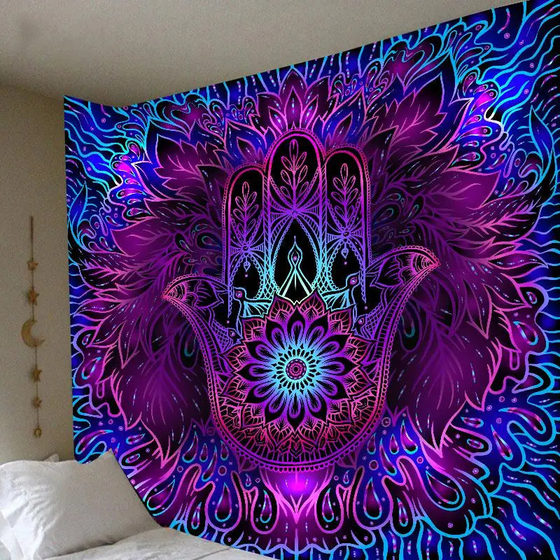Purilite Select – Psychedelic Dreamcatcher Moon Feather Tapestry | Boho Mandala Wall Hanging for Room & Ceiling Décor