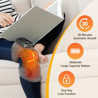 Purilite Select – Smart Electric Knee Pad Massager | 3 Vibration Modes + 5 Heat Levels, Cordless Thermal Brace for Knee & Leg Support