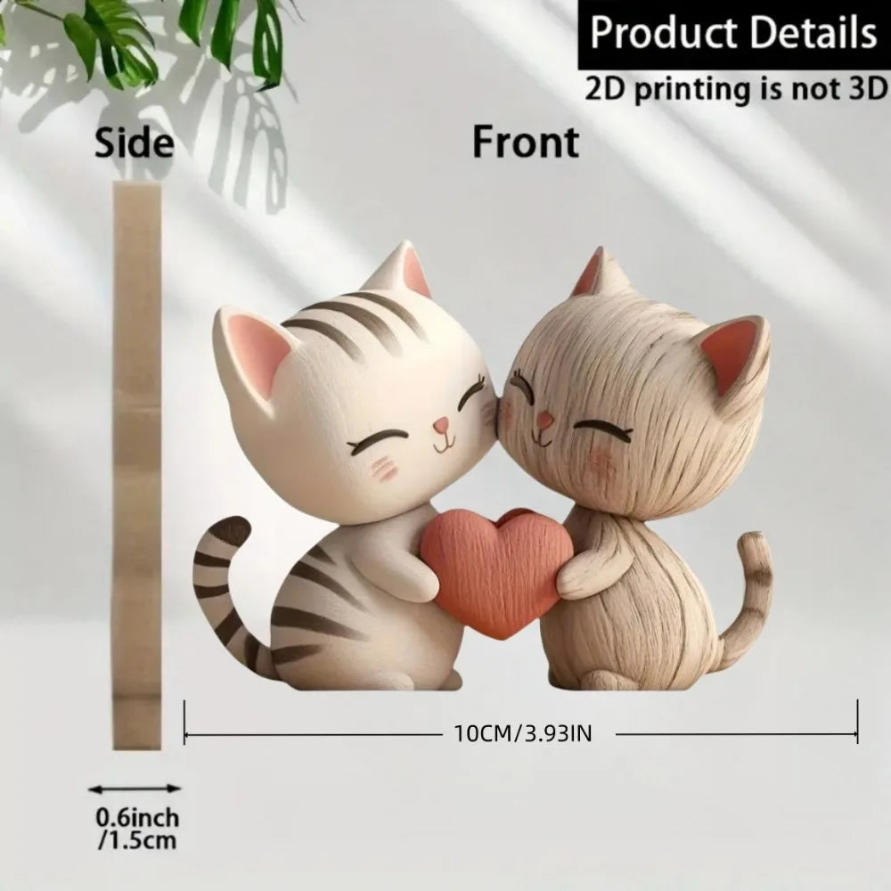 Purilite Select – Wooden Hugging Kitten Couple Sculpture