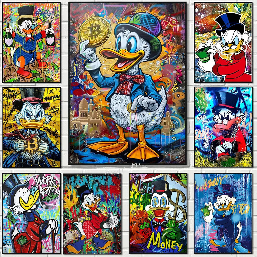 Purilite Select – Donald Duck Graffiti Wall Art | Canvas Poster for Kids Room, Living Room & Home Decor
