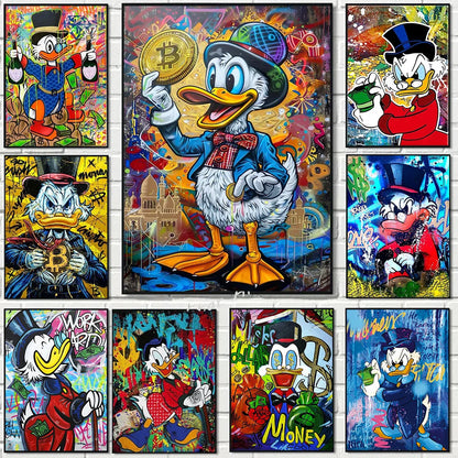 Purilite Select – Donald Duck Graffiti Wall Art | Canvas Poster for Kids Room, Living Room & Home Decor
