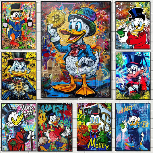 Purilite Select – Donald Duck Graffiti Wall Art | Canvas Poster for Kids Room, Living Room & Home Decor