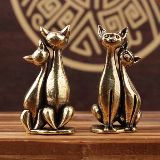 Purilite Select – Vintage Brass Couple Cat Sculpture